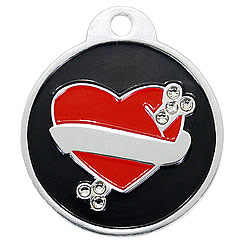 Aluminum-Swarovski-Pet-ID-Tag-Black-Heart-Round-FulgorDesign